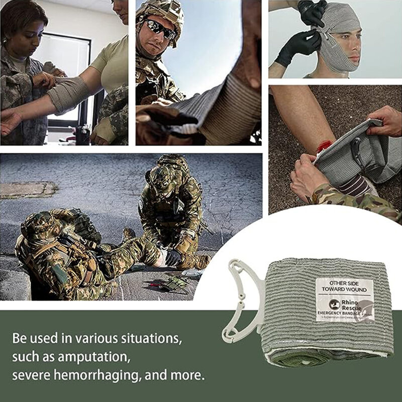 Ratowanie nosorożców 4/6 "bandaż ratunkowy w stylu izraelskim, opatrunek na rany urazowe, apteczka taktyczne bojowe zapasy IFAK