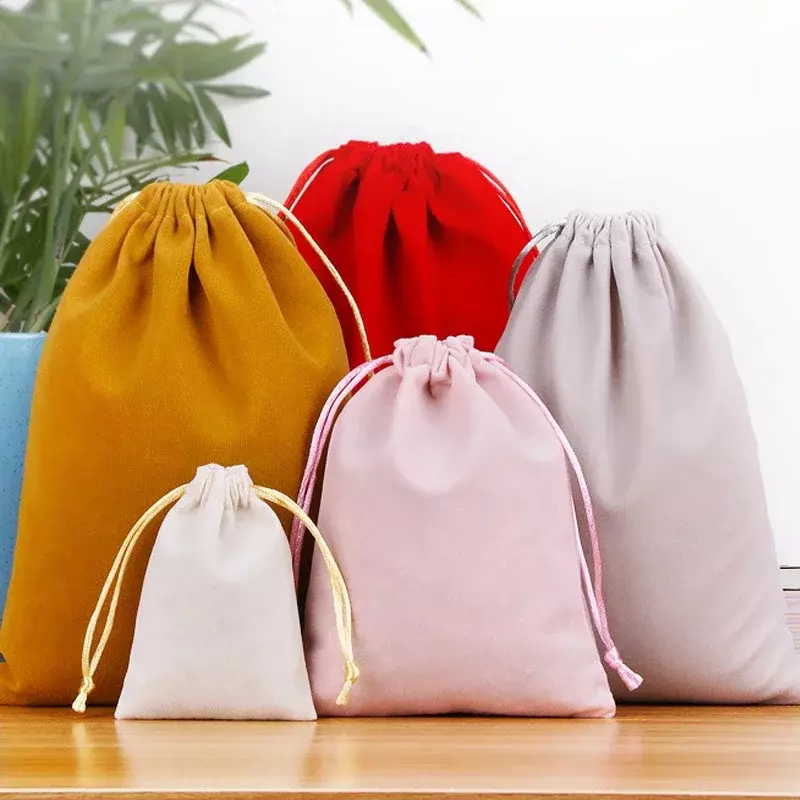 XXXXXX  Coloful Jewelry Velvet Drawstring Pouch Soft Fabric Package Display Pouches For Wedding Party Gift Dust Bags