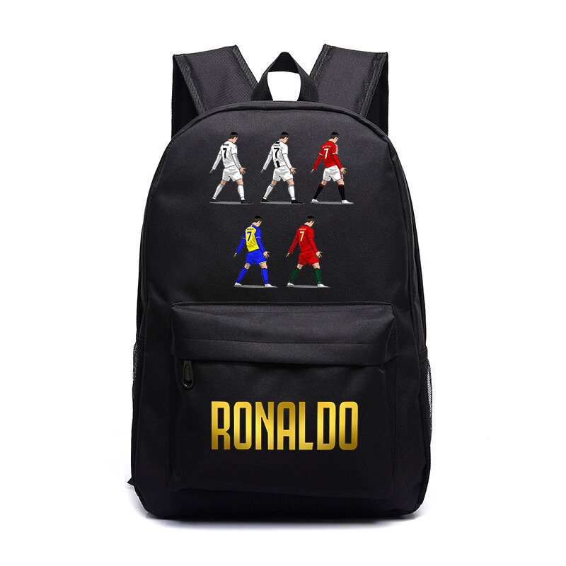 حقيبة ظهر مدرسية من رونالدو مع طباعة للأطفال ، حقيبة كاجوال للسفر في الهواء الطلق