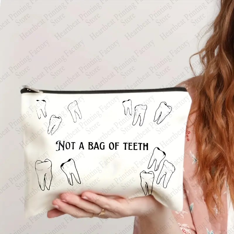No es una bolsa de maquillaje con patrón de dientes, bolsa esencial para enfermeras dentales, el mejor regalo para trabajadores dentales, bolsa de lápiz labial para Hospital Dental