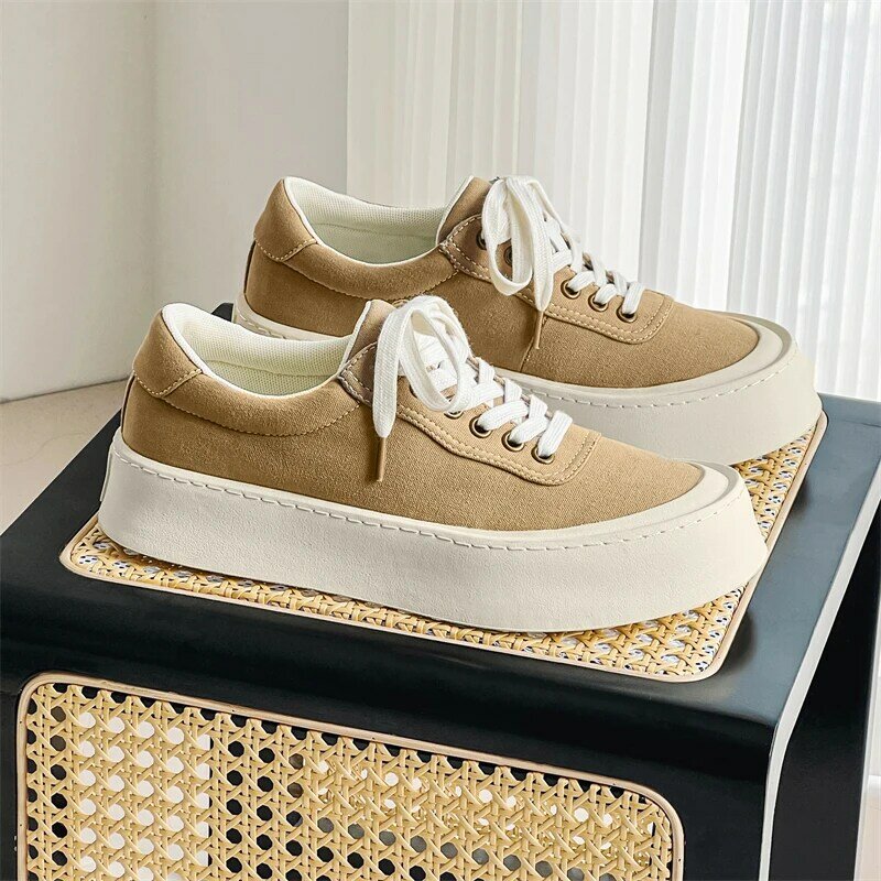 Top Quality Men Canvas Shoes Fashion Thick Sole Platform Casual Sneakers Trendy Street Board Shoes Vulcanized Shoes Espadrille
