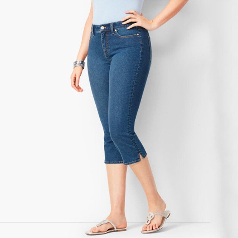 2024 Sommer neue Damen bekleidung einfarbig Slim Fit Slimming Jeans hose