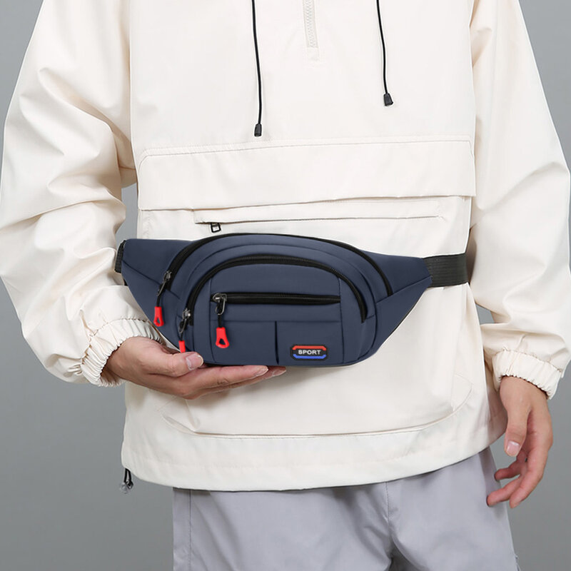 남녀공용 조절식 스트랩 벨트 백, 4 지퍼 포켓, 패션 허리 팩, 여행 하이킹 달리기용