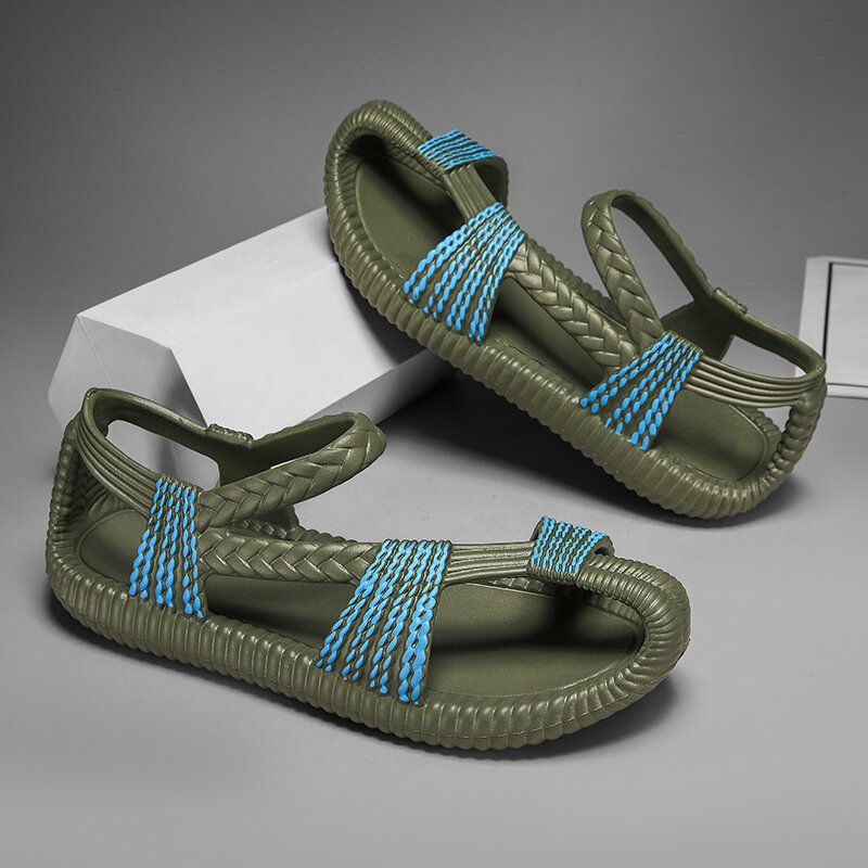Letnie buty męskie sandały na płaskim obcasie nowy Design casualowe antypoślizgowe lekkie męskie sandały buty Sneaker darmowa wysyłka
