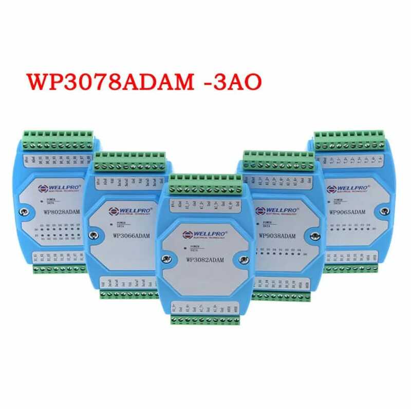 Módulo de salida analógica WP3078ADAM (3AO), comunicación RS485 MODBUS RTU, 4-20MA