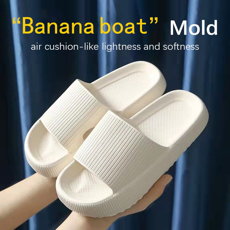 Cloud Cushion Slides Fashion Women Summer Soft Slippers Thick Platform Bathroom Home Men Indoor Non-slip Anti-slip Female