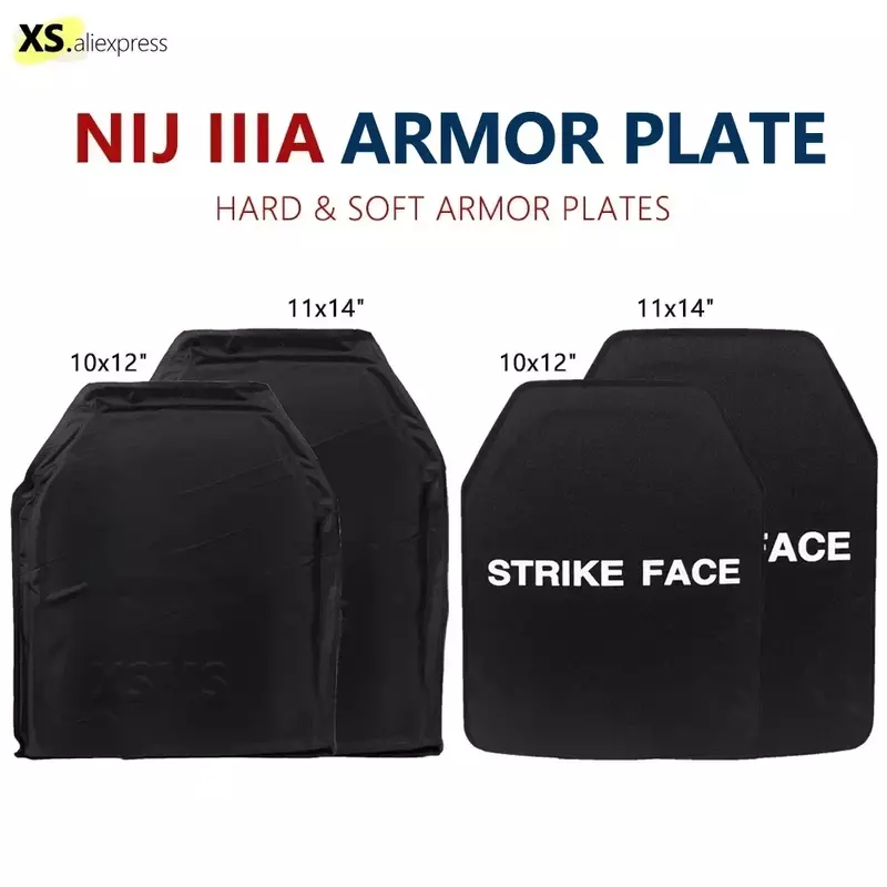 NIJ IIIA 3A placas de armadura dura y suave, chaleco balístico a prueba de balas, mochila, 25x30cm,28x34cm, 10x12 y 11x14