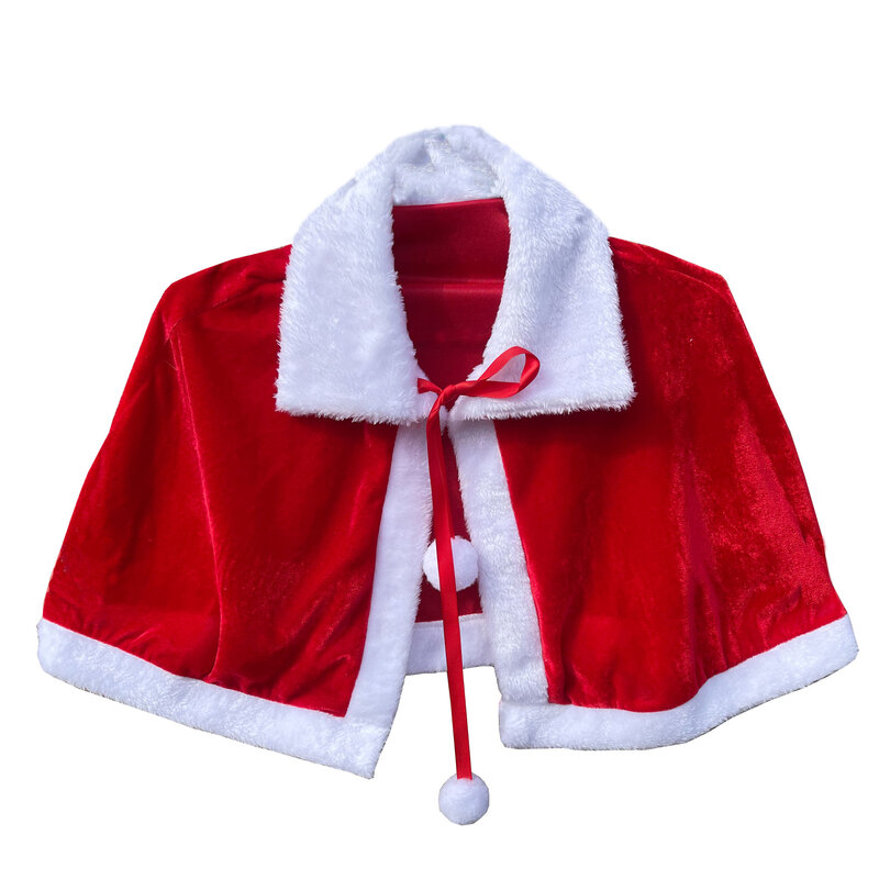 Mantella natalizia per bambini mantella per adulti decorazioni natalizie velluto dorato natale scialle rosso abbigliamento regalo di natale per bambini