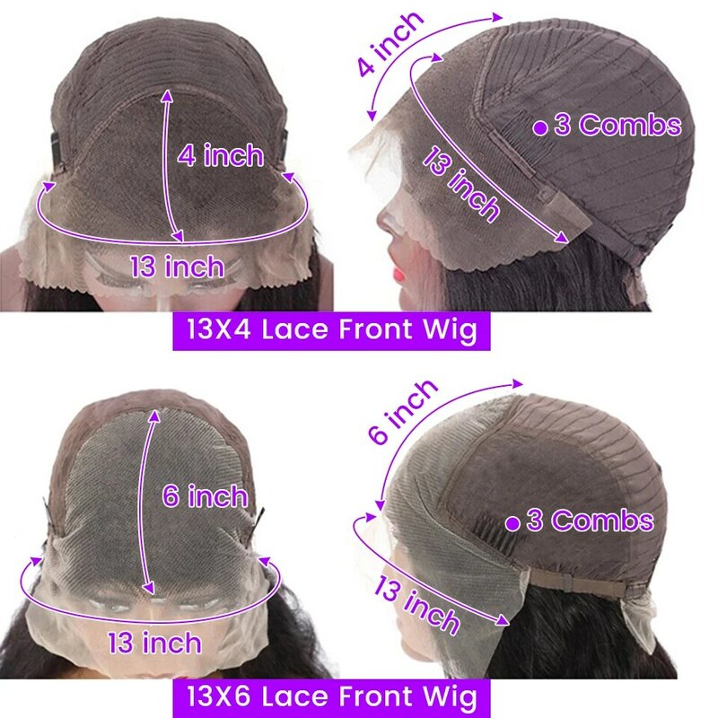 Peluca Frontal de encaje transparente para mujer, cabello humano ondulado brasileño, HD, 13x4, 13x6