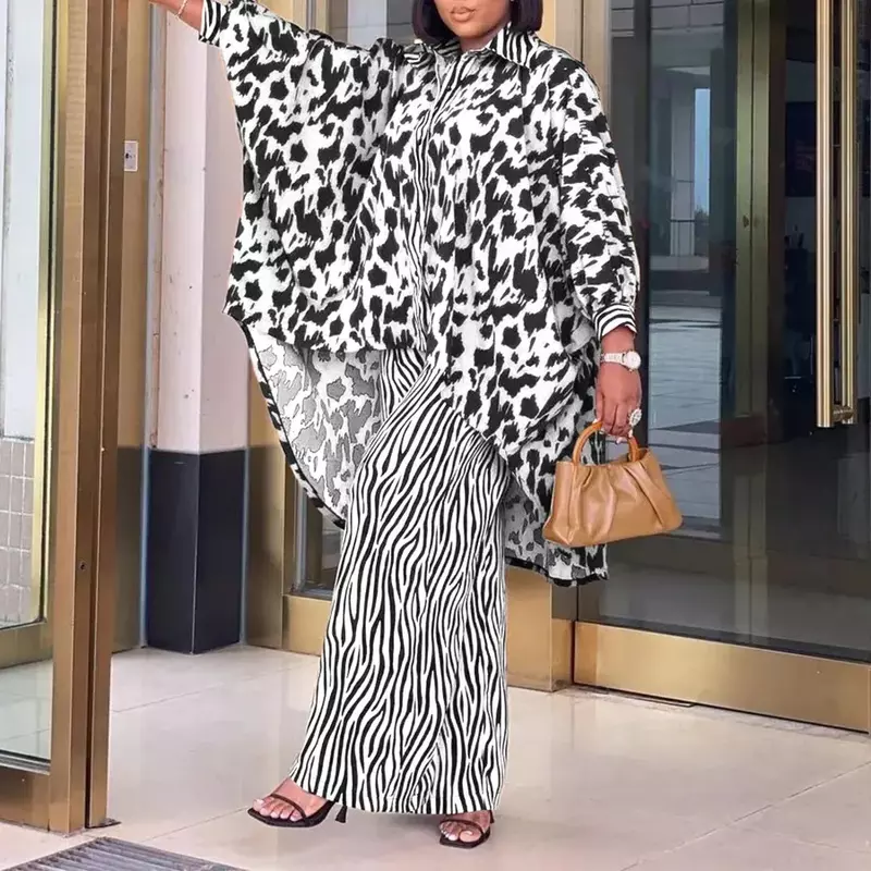 Nowa Afryka 6-rozmiary modne spodnie Dashiki z długim płaszczem 2 sztuk garnitur dla kobiet