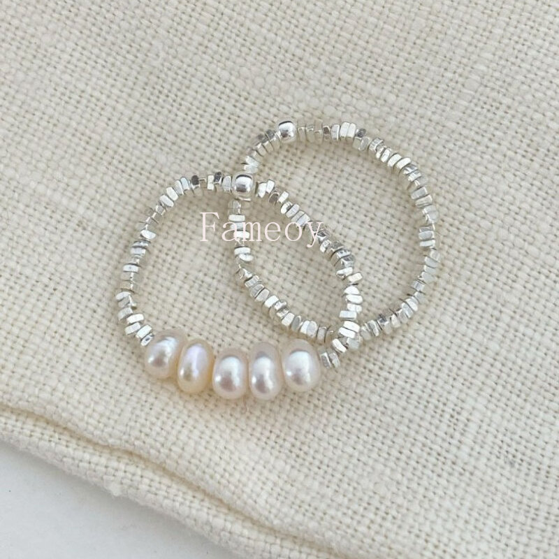 Bague ronde en perles simulées pour femme, style rétro, mode 2024