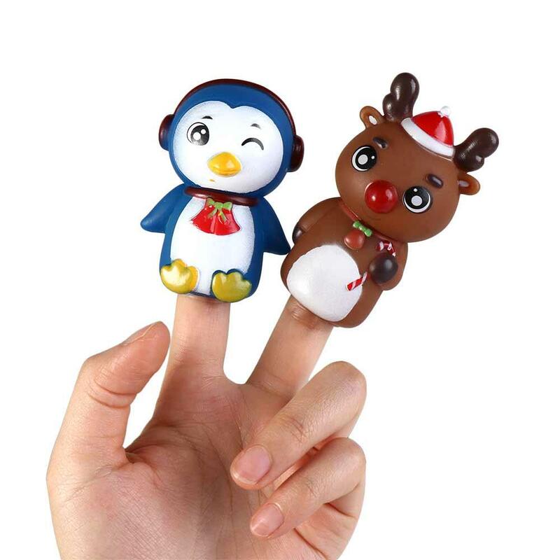 5 buah/set boneka jari untuk anak-anak bayi hewan Mini pendidikan tangan kecil mainan anak warna-warni karet jari boneka teater