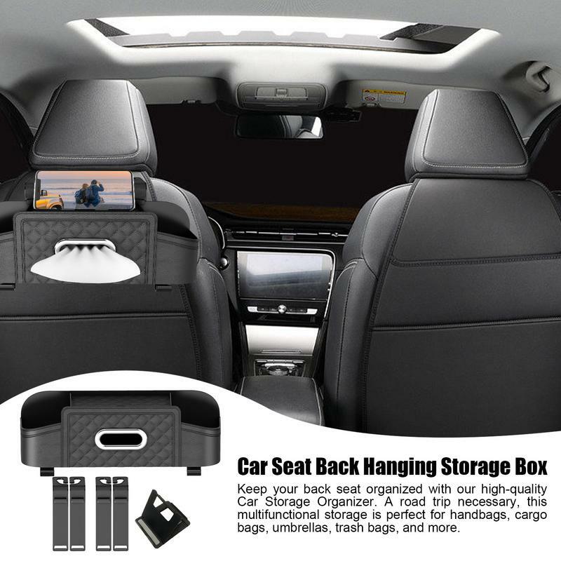Organizador de asiento trasero de coche, caja organizadora con soporte para pañuelos, impermeable, resistente a las manchas, accesorios interiores de coche de alta resistencia