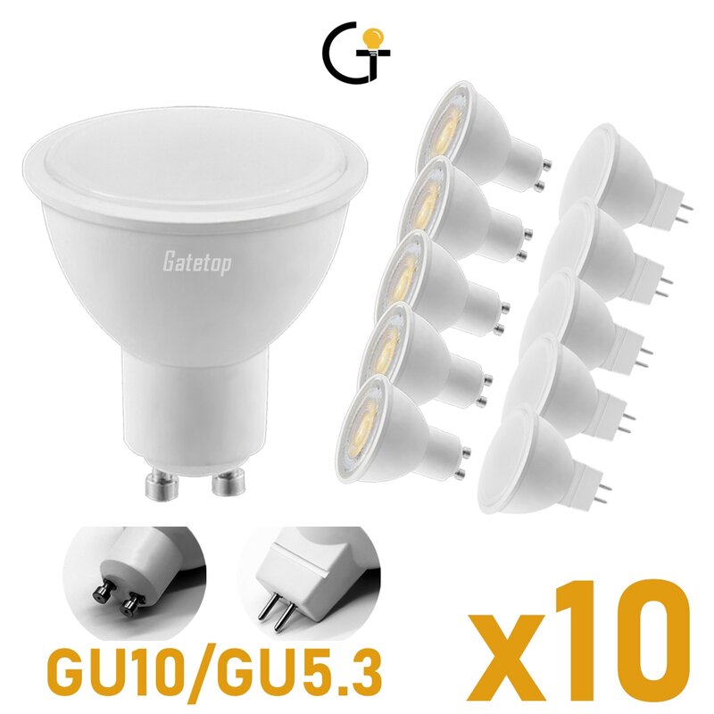 10 buah lampu sorot LED Foco Gu10 GU5.3 lampu sorot AC220V 3000K/4000K/6000K untuk dekorasi rumah lampu Halogen pengganti