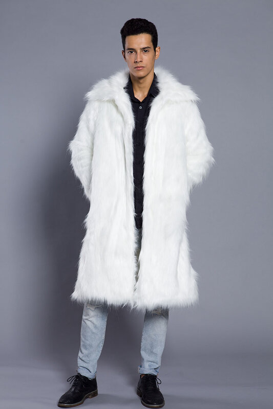 Trench-coat long en fourrure imitation hip-hop pour hommes, trench transfrontalier, personnalité de la mode européenne et américaine