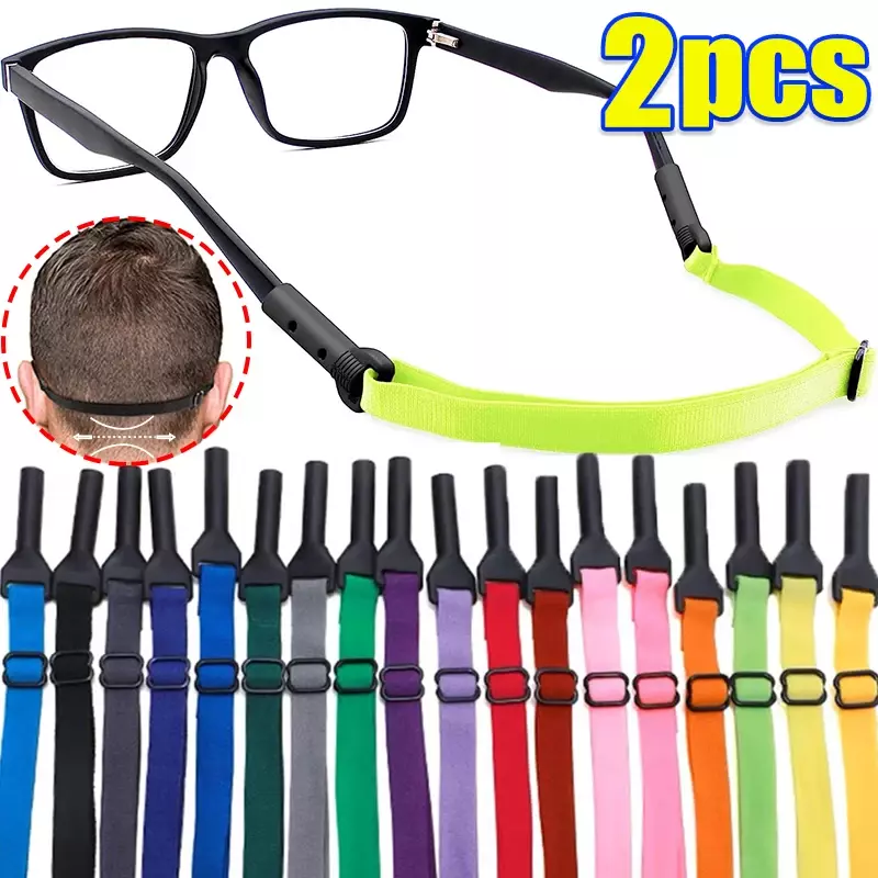 Tali kacamata Anti slip, 2 buah tali kacamata olahraga elastis Anti selip memperbaiki kabel tali pemegang kacamata tali aksesori olahraga