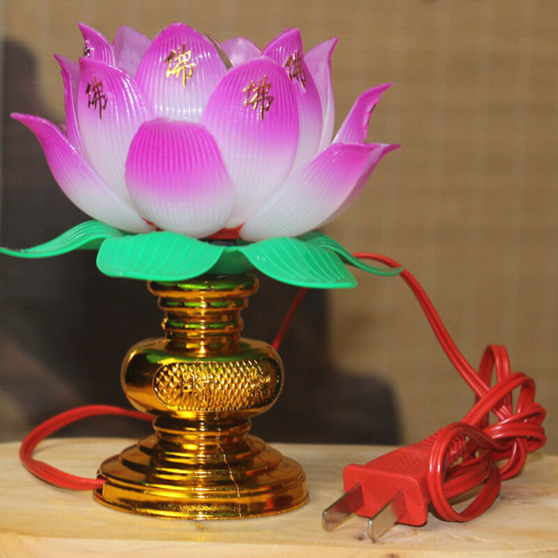 Buddismo Lotus Lamp Exquisite Veilleuse cerimonia buddista solenne culto lampada Buddha decorazione del tempio buddista