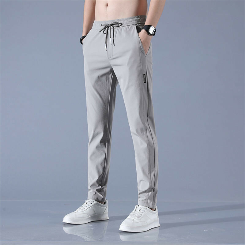 Брюки мужские однотонные с глубокими карманами, повседневные свободные штаны для бега, модная Корейская версия, прямые штаны, большие размеры