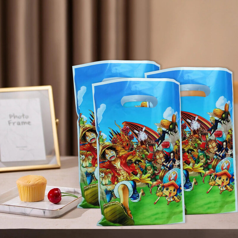 One Piece Tas hadiah satu potong dekorasi pesta ulang tahun Luffy Goodie Bag tas permen hadiah Baby Shower anak laki-laki hadiah untuk perlengkapan pesta