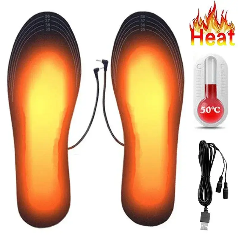 Plantillas térmicas con calefacción eléctrica para invierno, calentador de pies con USB, almohadilla de calcetín, lavable, fiebre completa del pie, Unisex