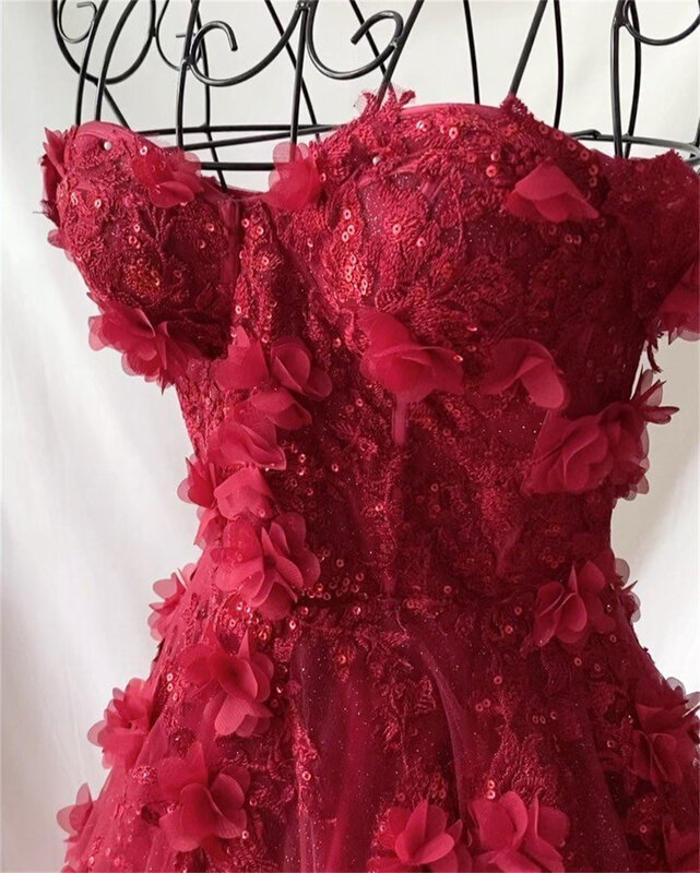 Robe de soirée en tulle à fleurs 3D Amanda Princess, robe de Rhviolette, ligne A douce, faite à la main