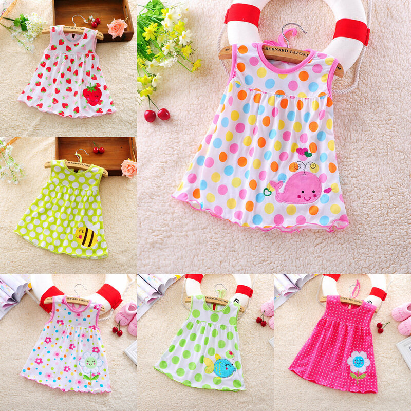 Vestido infantil de algodão princesa, vestido de bebê, roupa infantil, top feminino, bordado, verão, 0-1Y, 2Y