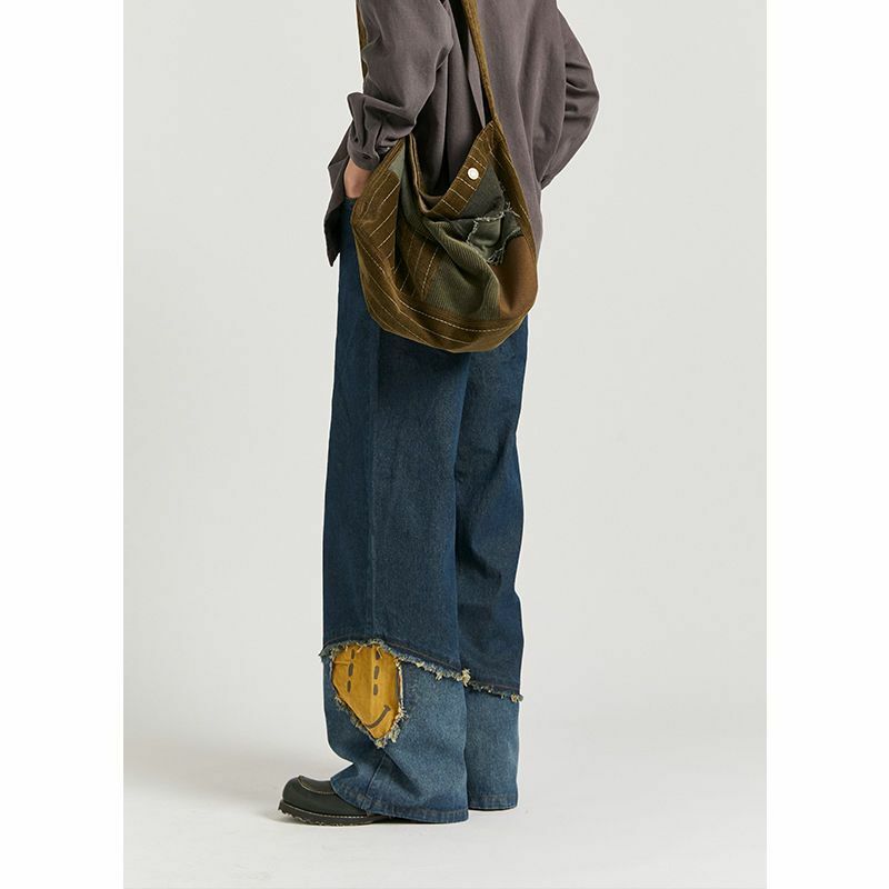 Джинсы в стиле ретро для мужчин и женщин, свободные прямые брюки с широкими штанинами и прострочкой, Осень-зима 2022