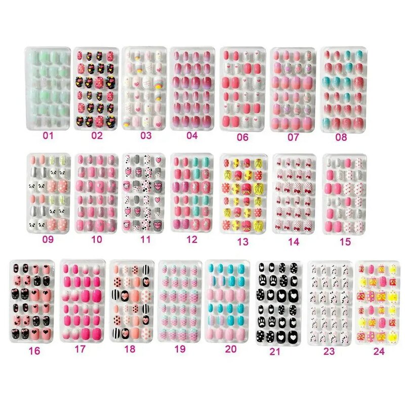 24pcs Candy Color Full Cover Press On Manicure Tips Fake Nails False Nails Nail Art