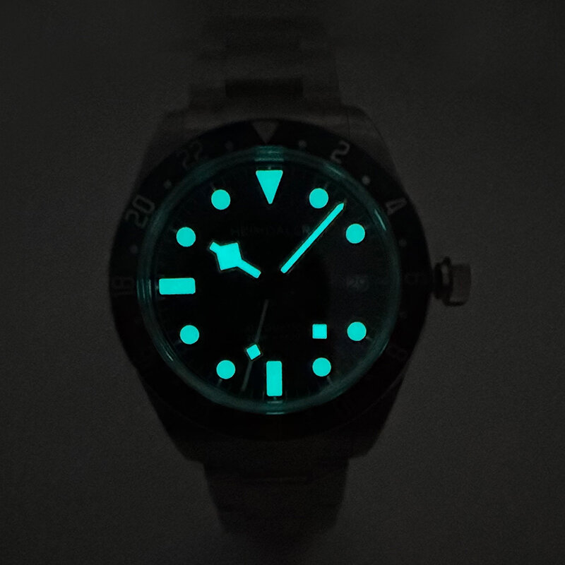 Heimdallr GMT Watch NH34 Men Automatic Mechanical Watch Bidirectional Bezel Sapphire 200M Waterproof BGW9 Luminous Dive Clock