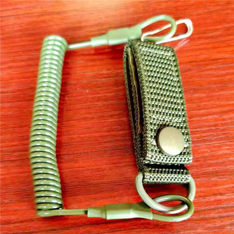 Correia elástica corda tático anti-perdido militar primavera cinta de segurança arma corda para chaveiro corrente lanterna caça acessórios