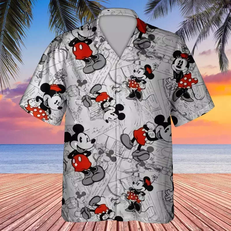 Mickey Minnie Comic Hawaii Hemden Herren Frauen lässig Kurzarm hemden Disney Hawaii Hemden Mode Strand hemden Kinder