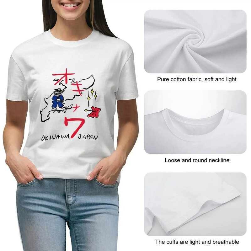 Camiseta Okinawan Feminina, Roupas Engraçadas Anime