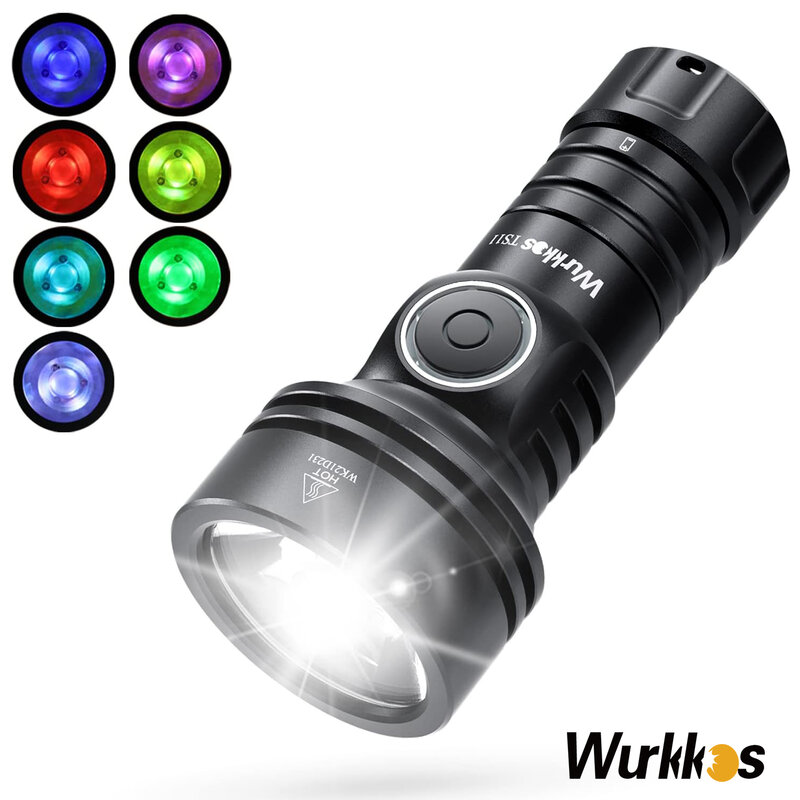 Wurkkos-Lanterna recarregável à prova d'água, Mini 18350, USB C, EDC, Tocha SFT40, Poderoso, 2000LM, RGB Auxiliar, IP68, Anduril 2.0, TS11
