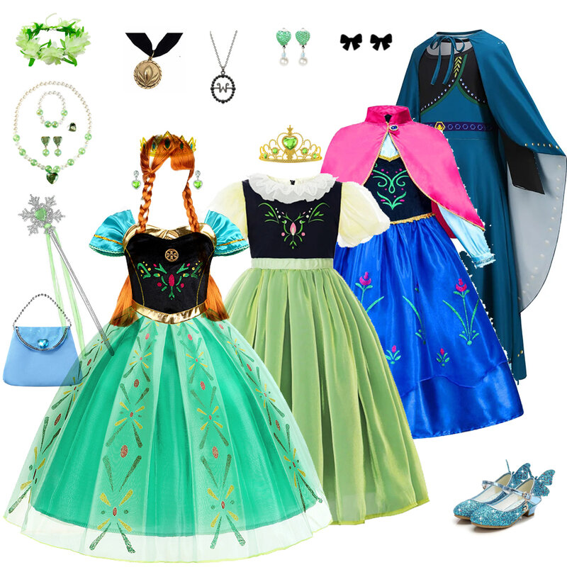 Vestidos de Anna para niños, ropa de verano, vestido de princesa para niños