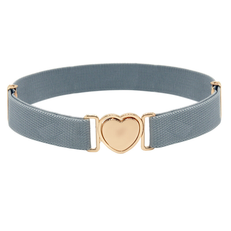 Cinturón elástico ajustable para niños y niñas, 1 piezas, hebilla en forma de corazón, Color sólido, ancho, para ocio