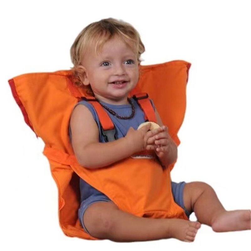 حقيبة كرسي طعام محمولة للأطفال ، مقعد مرتفع لسلامة الأطفال مع حزام ، لون قابل للطي ، كرسي مرتفع لإطعام الأطفال