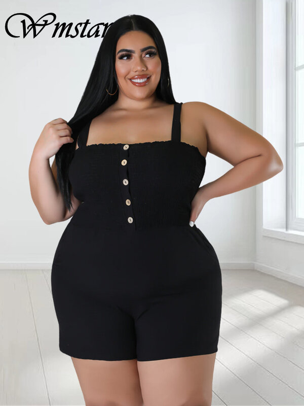 Wmstar Plus Size Romper Women Jumpsuit Clothing Solid Slip Corset Sexy Casual Shorts  Playsuits New Style Wholesale Dropshipping