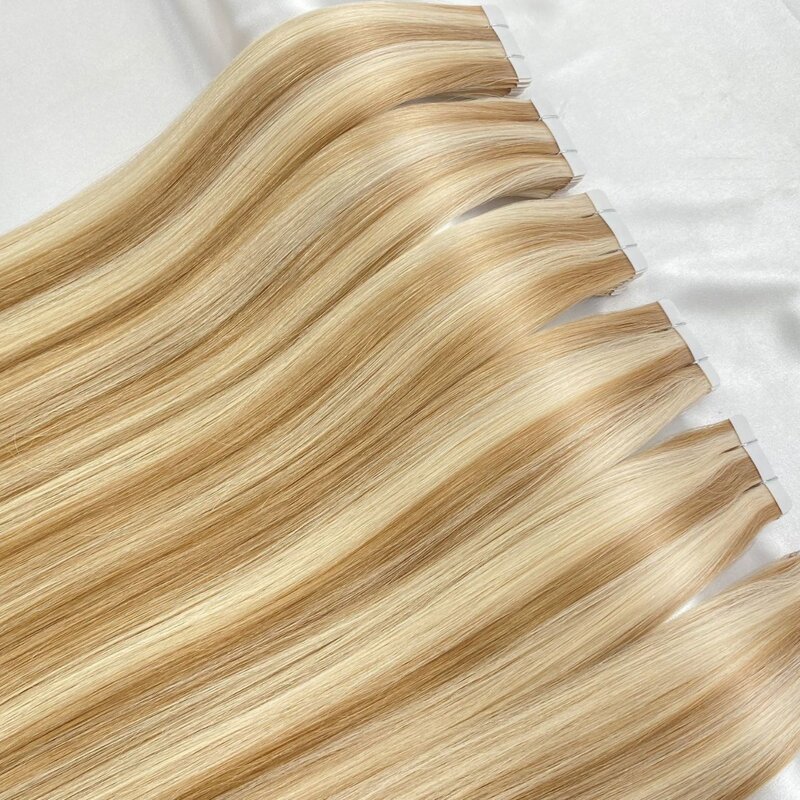 Tape In Hair Extensions #4 Bruine Kleur Remy Menselijk Haar Zijdeachtige Rechte Naadloze Huid Inslag Echte Natuurlijke Haarband In Extensions