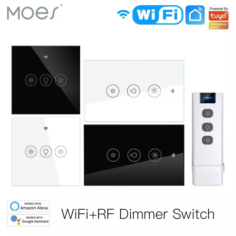 Nova wifi rf luz inteligente interruptor dimmer 2/3way muilti-controle de vida inteligente/tuya app controle funciona com alexa google assistentes de voz