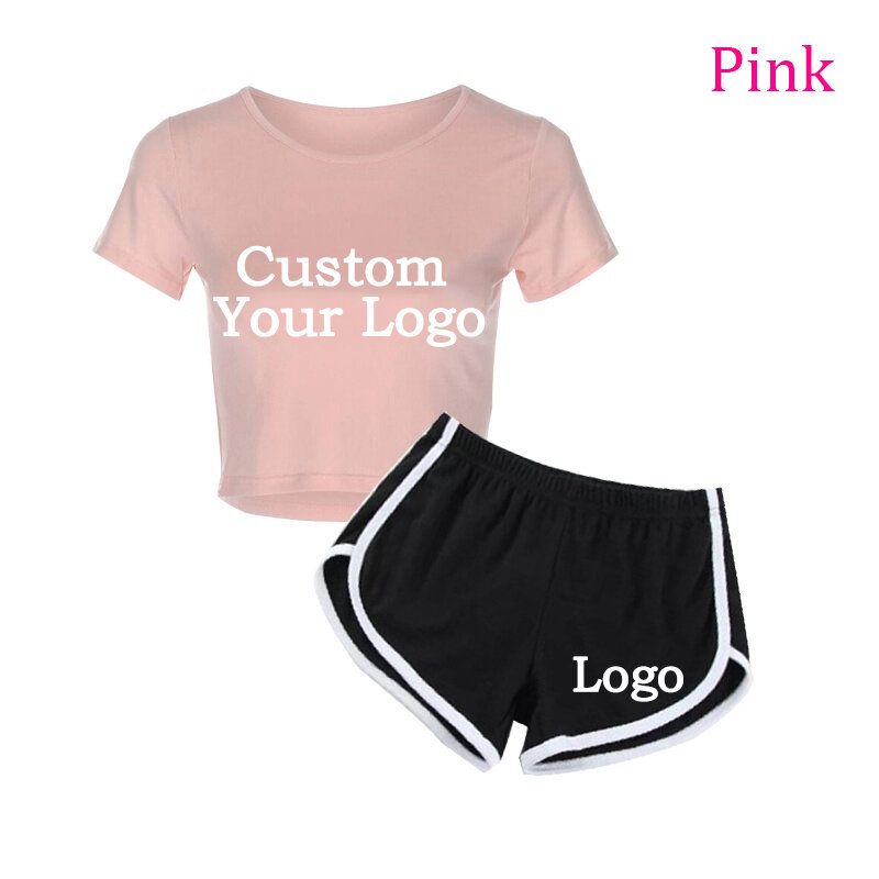Women Fashion Print Clothes Short Sleeve T-shirt and Shorts Summer Sport Wear Yoga Gym Lady Clothes Suit Customize your logo