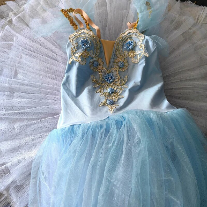 Vestido de Ballet para niños, tutú largo de 3 capas, falda de danza del vientre, vestido de rendimiento para niñas, ropa de entrenamiento