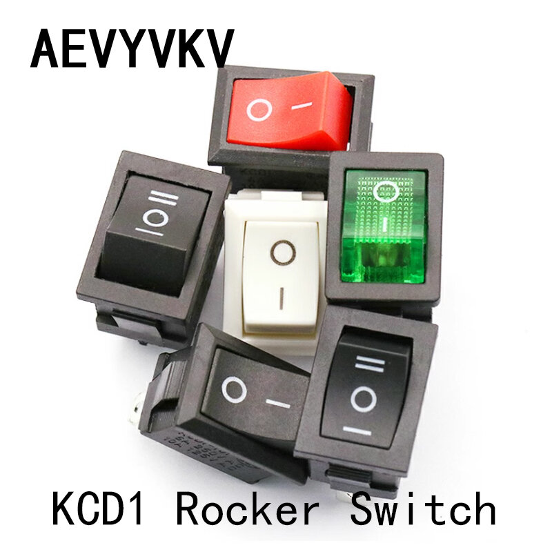 KCD1 Plastic Rocker Power Switch, On e Off Square, Car Dash Dashboard, DIY Toy Parts, Interruptor de luz, DC, AC, 6A, 250V, 2PIN, 3PIN, 5Pcs