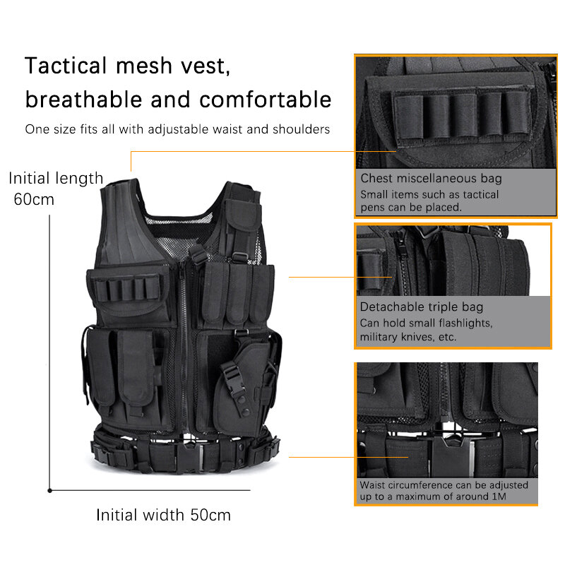 Abbigliamento di sicurezza da caccia Swat gilet tattico Swat Jacket Chest Rig Multi-Pocket SWAT Army CS Hunting Vest accessori da campeggio