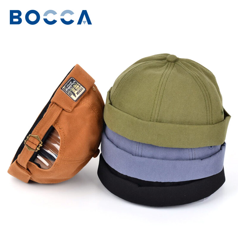 Bocca Vintage Docker หมวก Brimless หมวก Skullcap ย้อนยุคปรับผ้าฝ้ายสีทึบฤดูร้อนฤดูใบไม้ร่วงฤดูใบไม้ผลิ Hip Hop แฟชั่น