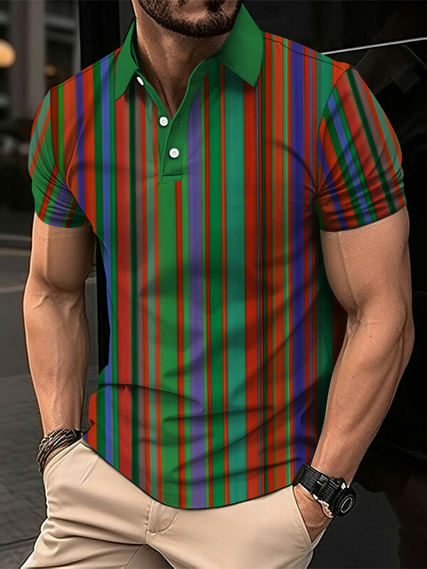 Nuova Polo da uomo 3d arcobaleno stampato abbigliamento uomo estate Casual a maniche corte camicia oversize allentata Street Fashion top Tees