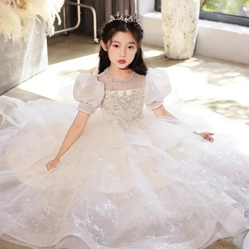 فستان للأطفال ، فتاة زهرة الجنية ، عرض بيانو للزفاف ، أداء بيانو ، مضيفة ، ربيع ، جديد ، من نوع الأميرة