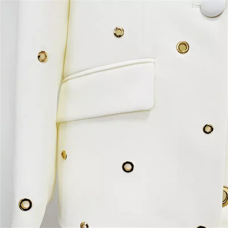 Weiße Frauen formelle Hose setzt neueste heiße Single Button Langarm Blazer Jacke weites Bein Hosen Damen elegant 2 Stück Sets