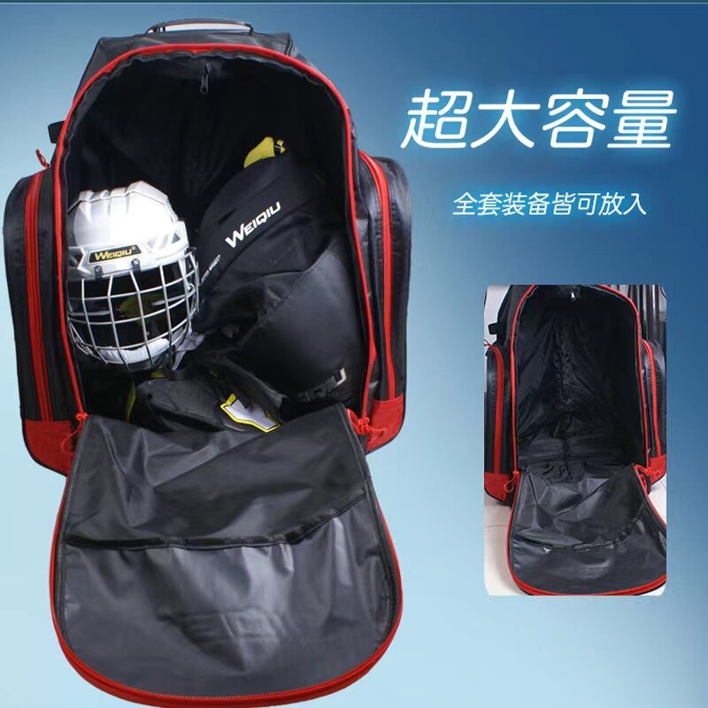 Schuss ball Eishockey Ausrüstung Ausrüstung Tasche Kinder rad wertical kann Erwachsenen Lagers tange Deichsel Box komplettes Set tragen