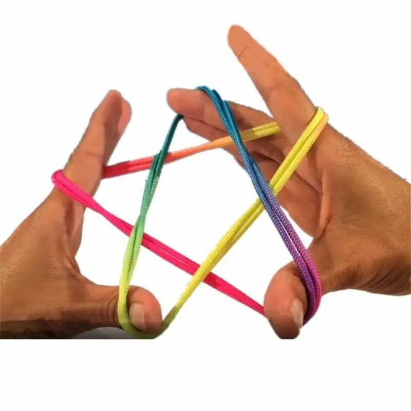 Corda de nylon colorida para o dedo, jogo educativo, cor do arco-íris, fumble