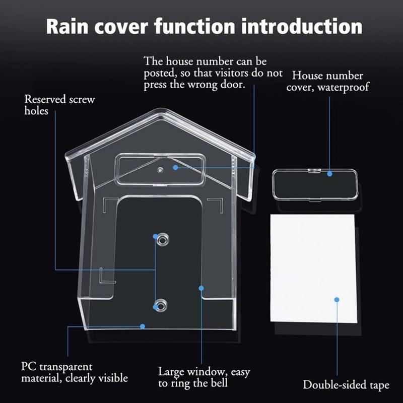Protector de timbre de anillo con forma de casa, cubierta de lluvia transparente, Protector Universal para cámaras de timbres visuales, a prueba de clima